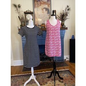 Lot Of 2 OLD NAVY M Cotton Summer Woman’s Medium Stripe Tank Dress Pink